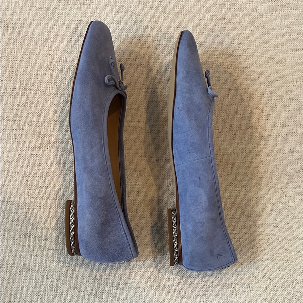 Elegant Blue Suede Women's Flats - Picture 2 of 8